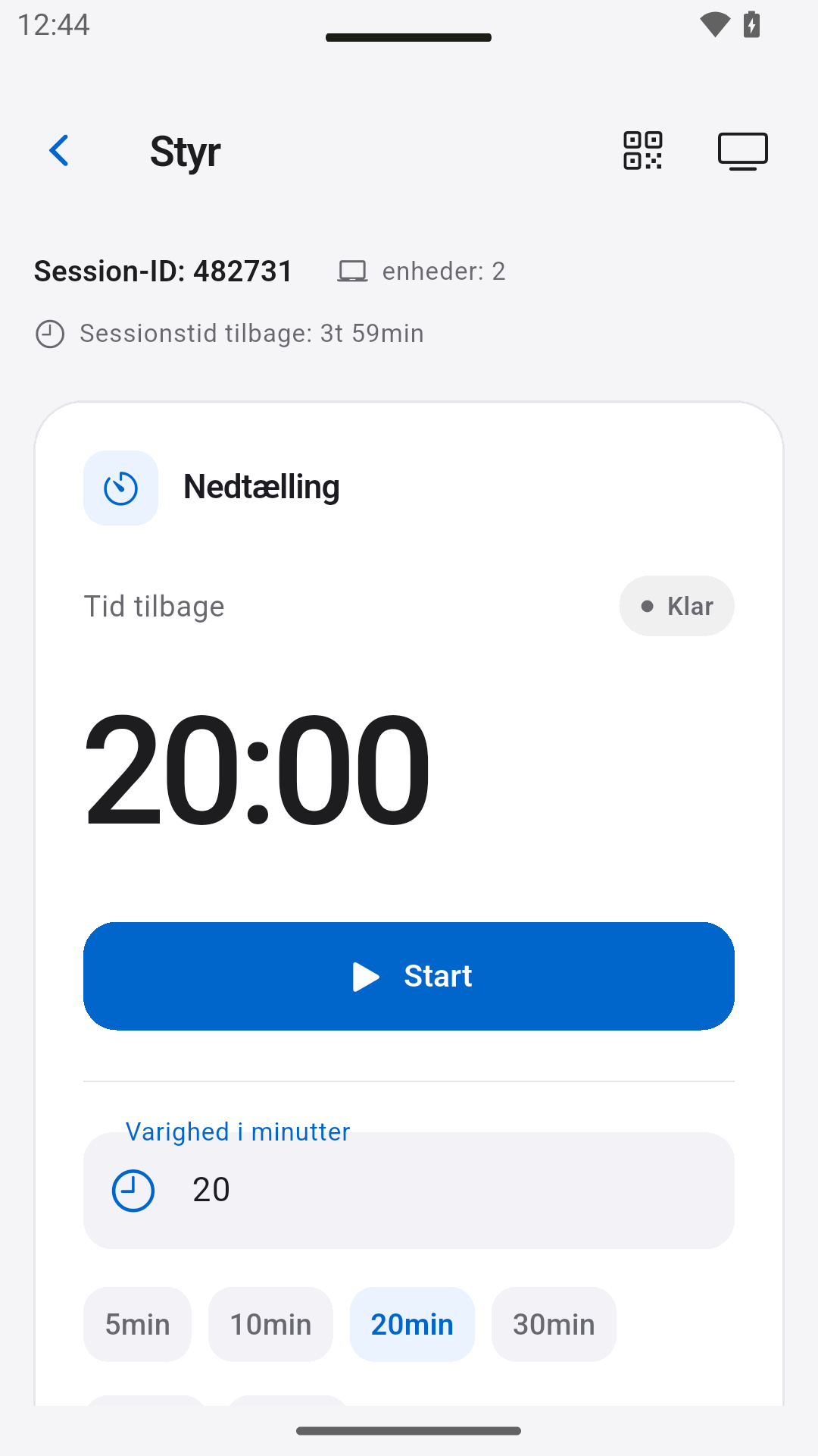 Styr nedtællingen — StageScreen