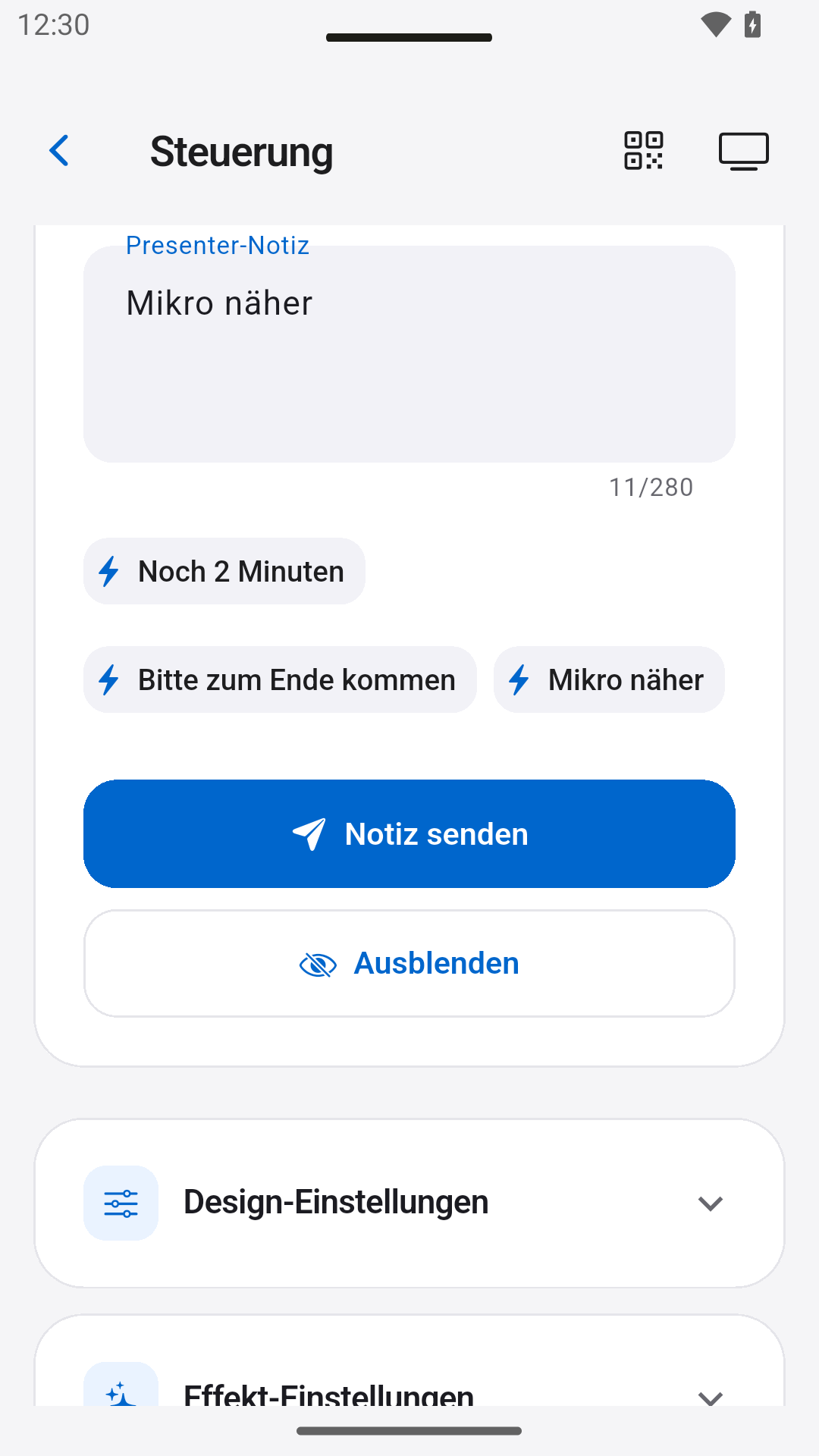 Referentennotizen senden — StageScreen