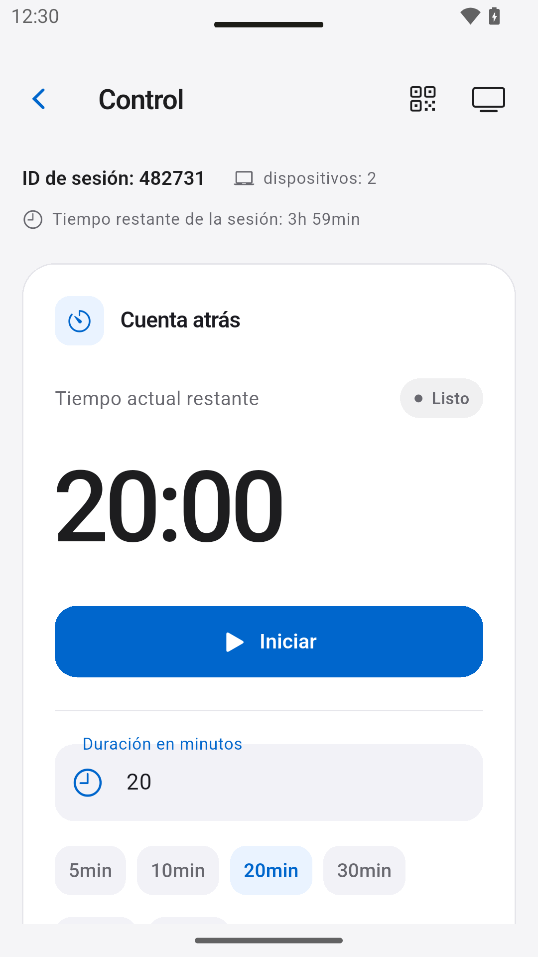 Controla la cuenta atrás — StageScreen