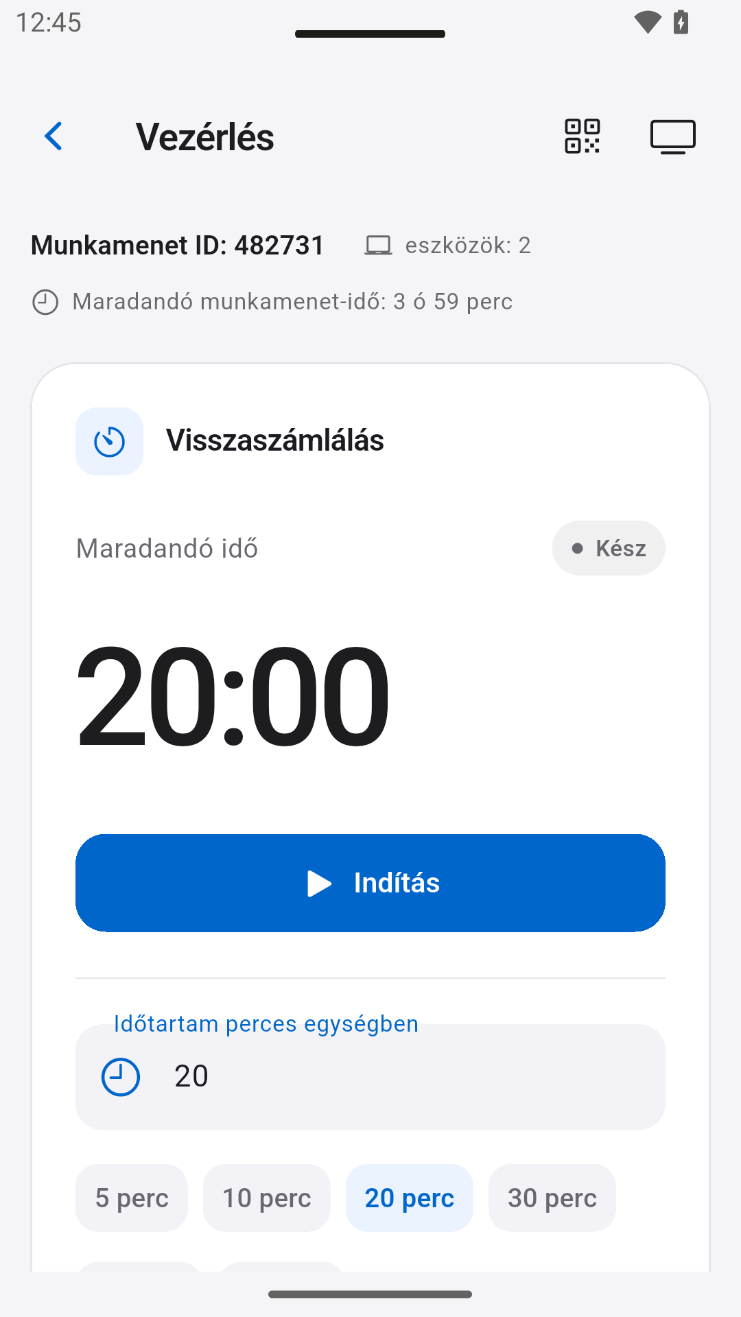 A visszaszámláló vezérlése — StageScreen