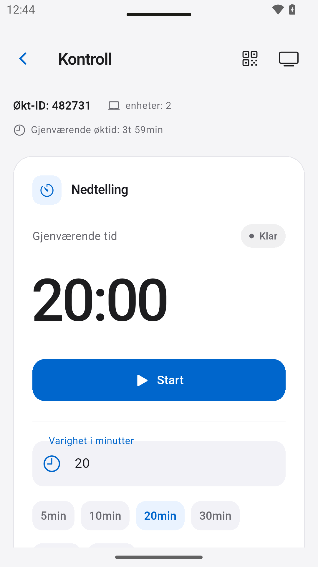 Kontroller nedtellingen — StageScreen