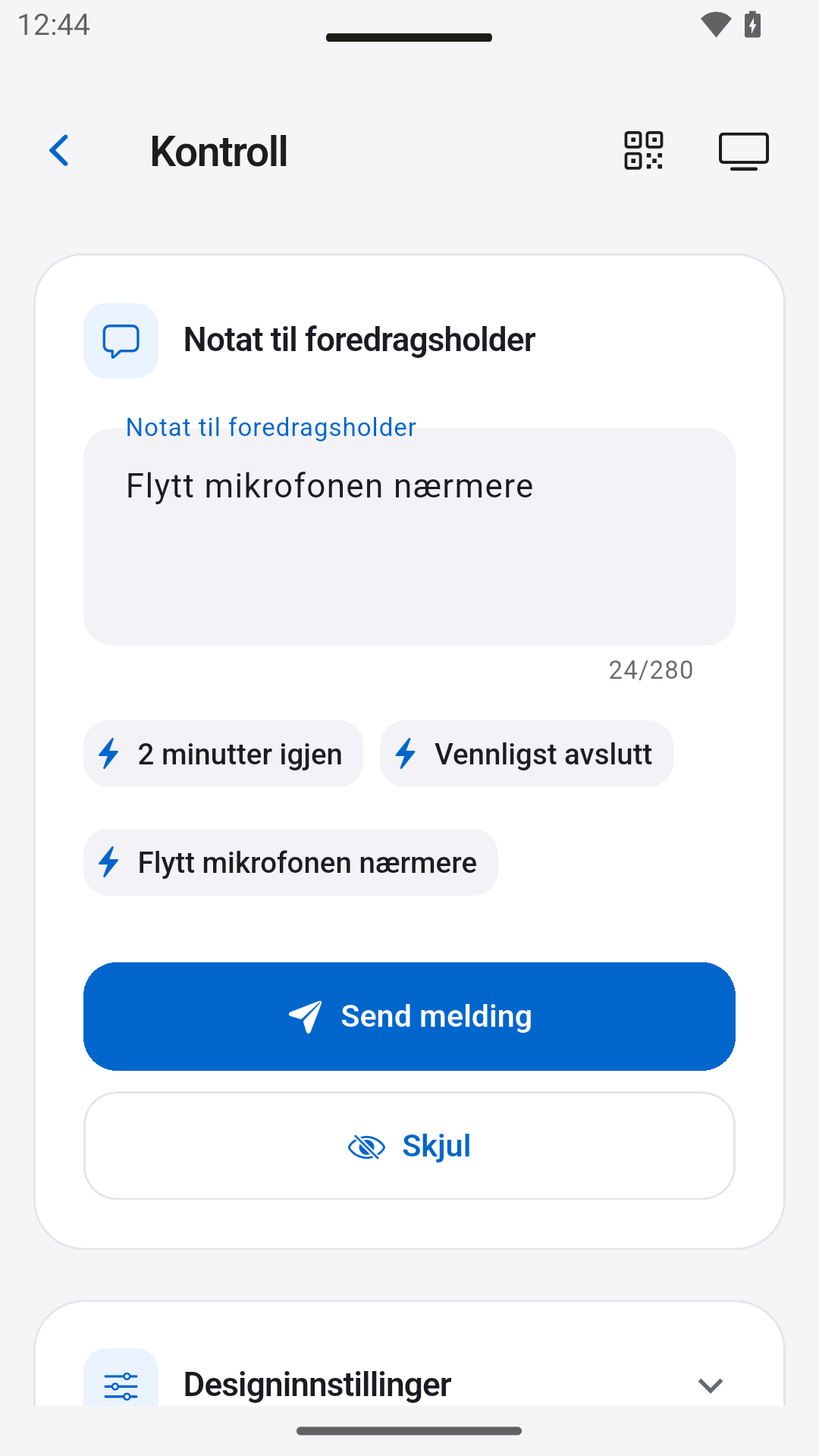 Send talernotater — StageScreen