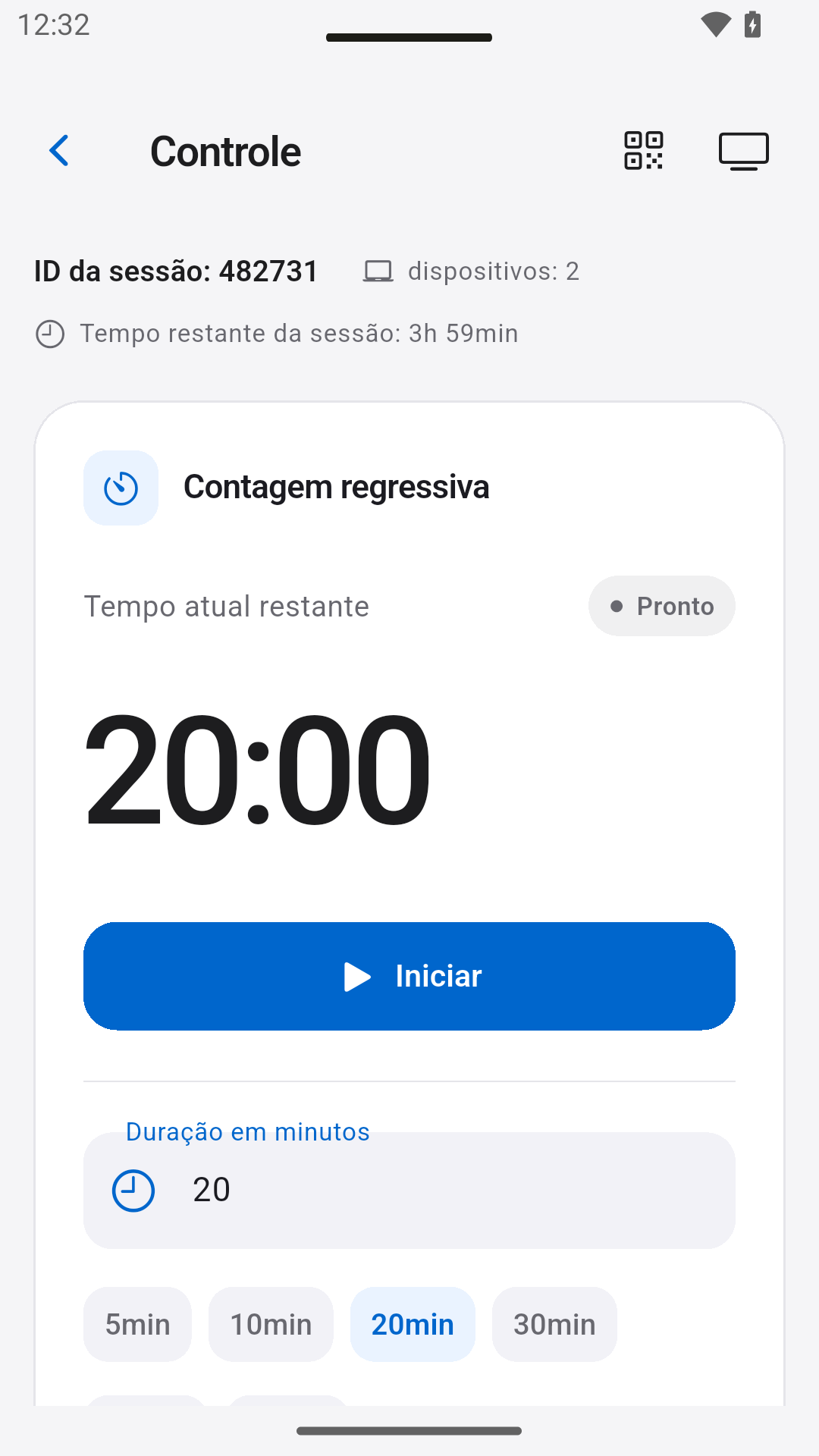 Controle a contagem regressiva — StageScreen