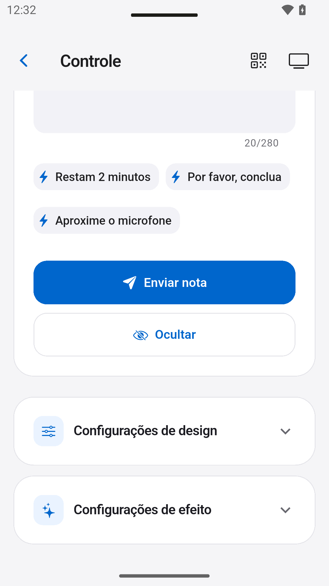 Enviar notas para o palestrante — StageScreen