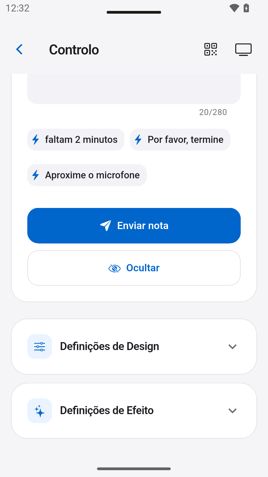 Enviar notas para o orador — StageScreen