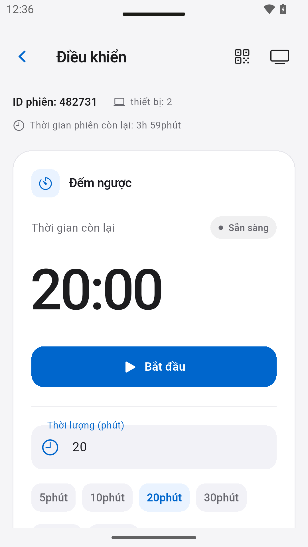 Điều khiển đếm ngược — StageScreen